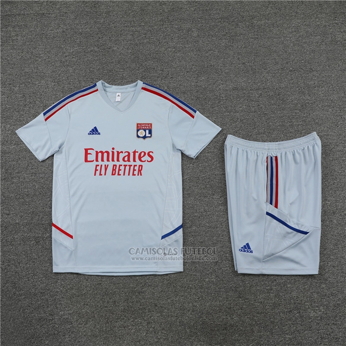 Fato de Treino Lyon Manga Curta 2022-2023 Cinza - Calcas Curta